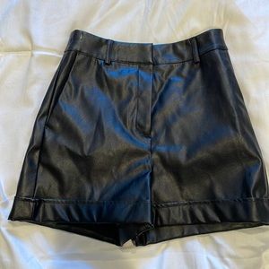 Express Black leather shorts (high rise)